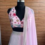 Light Pink Color Faux Georgette Fabric Sequence Thread Work Lehenga Choli