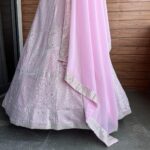 Light Pink Color Faux Georgette Fabric Sequence Thread Work Lehenga Choli