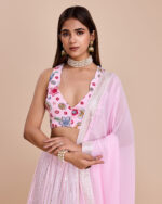 Light Pink Color Faux Georgette Fabric Sequence Thread Work Lehenga Choli