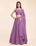Light Purple Color Faux Georgette Fabric Sequence Embroidery Work Lehenga Choli-FDVDZ2235LIGHTPURPLE (1) Light Purple Color Faux Georgette Fabric Sequence Embroidery Work Lehenga Choli