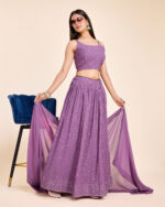 Light Purple Color Faux Georgette Fabric Sequence Embroidery Work Lehenga Choli Light Purple Color Faux Georgette Fabric Sequence Embroidery Work Lehenga Choli