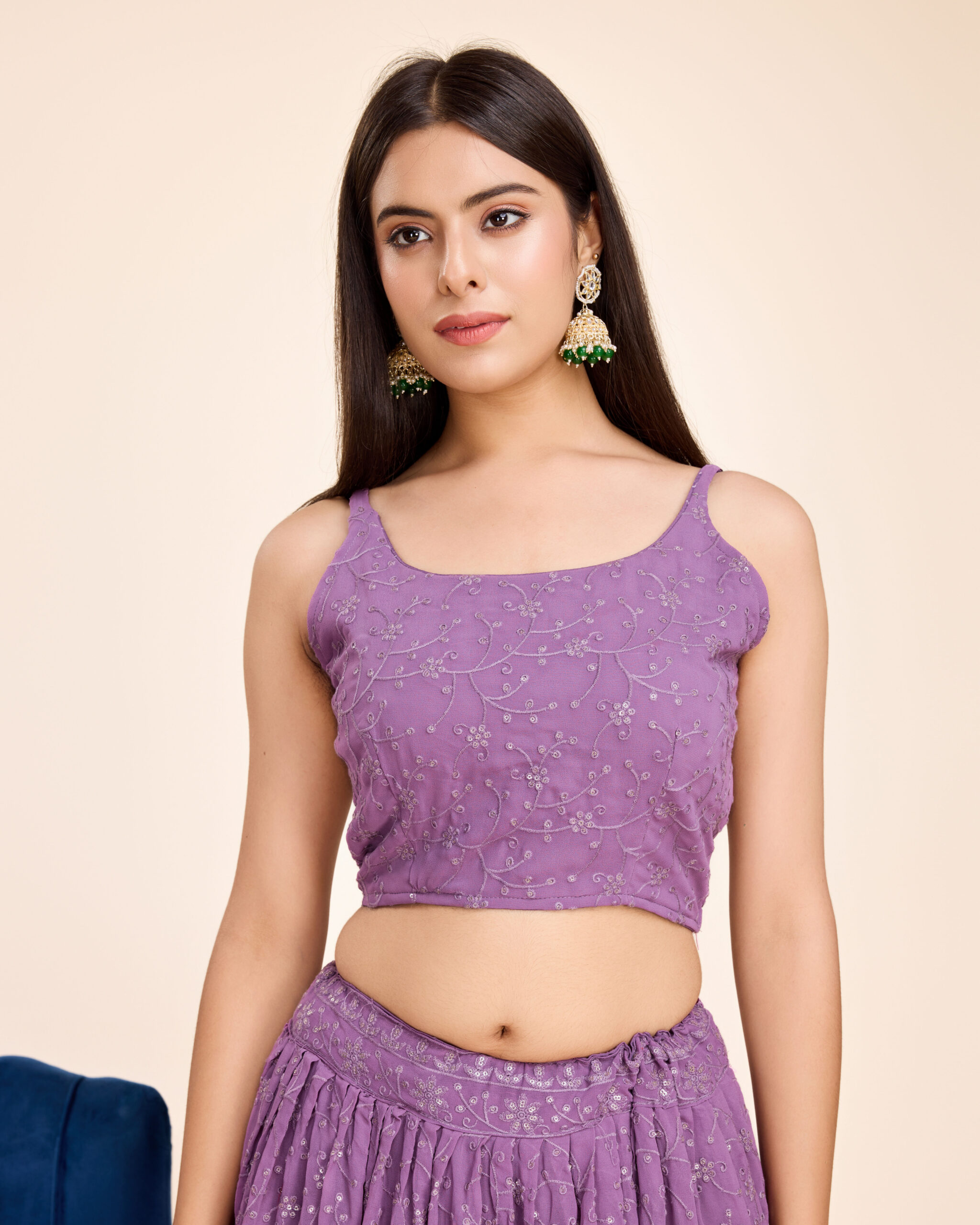 Light Purple Color Faux Georgette Fabric Sequence Embroidery Work Lehenga Choli