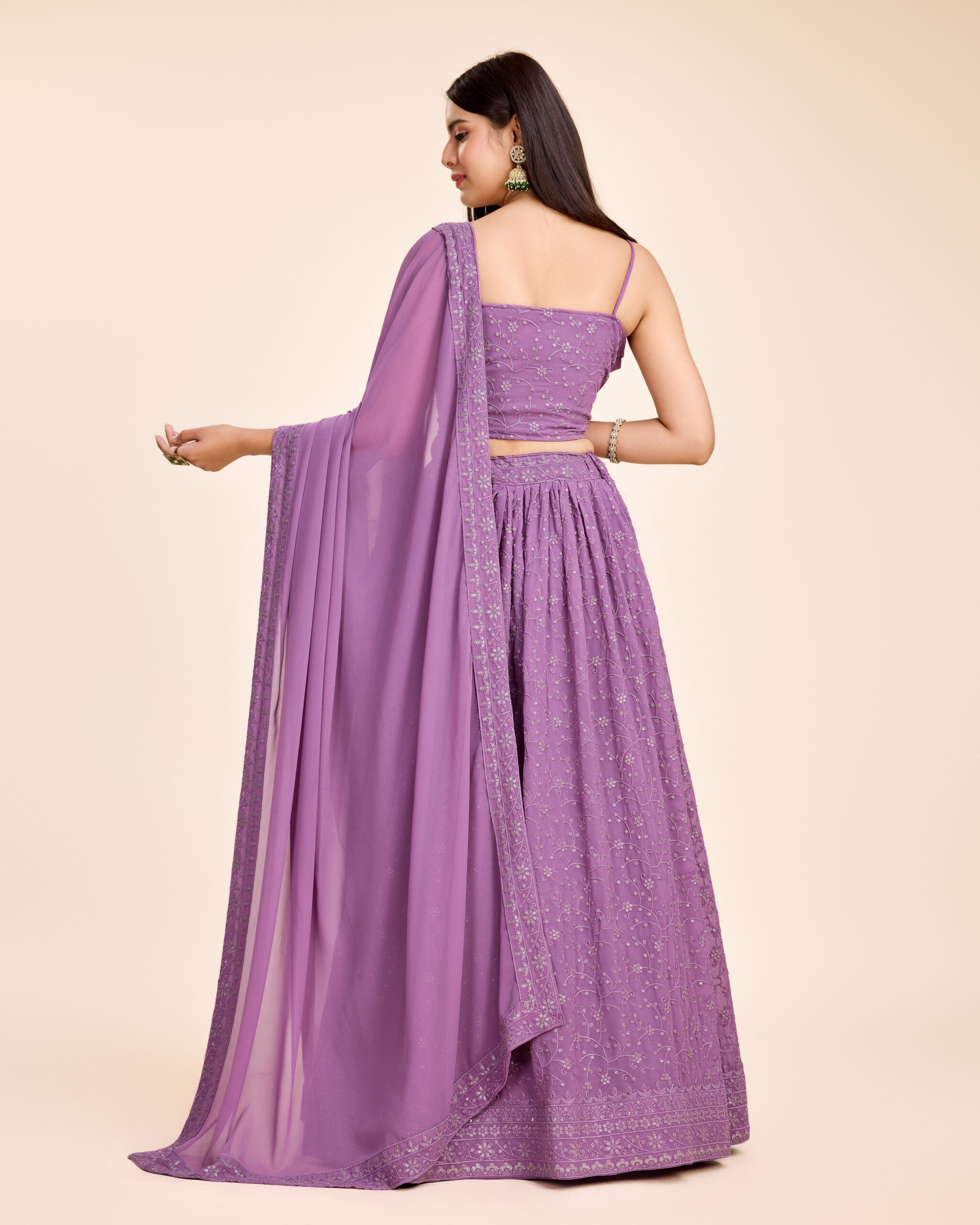 Light Purple Color Faux Georgette Fabric Sequence Embroidery Work Lehenga Choli