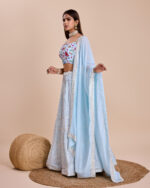 Sky Color Faux Georgette Fabric Sequence Thread Work Lehenga Choli Sky Color Faux Georgette Fabric Sequence Thread Work Lehenga Choli