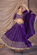Purple Color Vichitra Fabric Sequence Embroidery Work Lehenga Choli