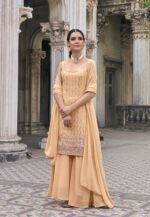 Peach Color Faux Georgette Fabric Sharara Set