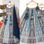 Blue Color Faux Georgette Fabric Sequence Embroidery Work Lehenga Choli