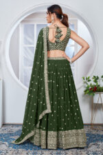 Green Color Faux Georgette Fabric Sequence Embroidery Work Lehenga Choli