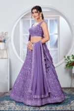 Light Purple Color Faux Georgette Fabric Sequence Embroidery Work Lehenga Choli