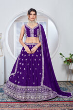 Purple Color Faux Georgette Fabric Sequence Embroidery Work Lehenga Choli