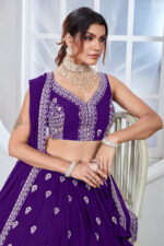 Purple Color Faux Georgette Fabric Sequence Embroidery Work Lehenga Choli