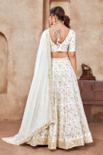 White Color Vichitra Fabric Sequence Embroidery Work Lehenga Choli