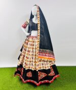 Black And Yellow Color Cotton Fabric Navratri Festival Lehenga