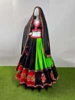 Multi Black Color Cotton Fabric Navratri Festival Lehenga