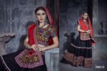 Black And Red Color Cotton Fabric Navratri Festival Lehenga