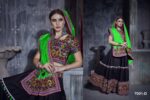Black And Parrot Color Cotton Fabric Navratri Festival Lehenga