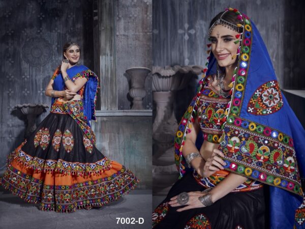 Orange Color Cotton Fabric Navratri Festival Lehenga