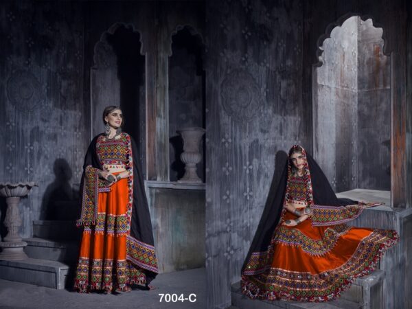 Red Color Cotton Fabric Navratri Festival Lehenga