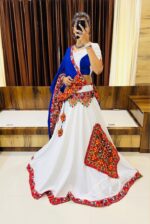 White Color Cotton Fabric Navratri Festival Lehenga