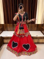 Red Color Cotton Fabric Navratri Festival Lehenga