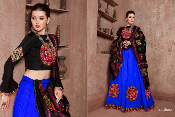 Blue Color Cotton Fabric Navratri Festival Lehenga