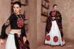 White Color Cotton Fabric Navratri Festival Lehenga