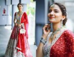 Red Heavy Butterfly Net Beautiful Embroidery Work Bridal Lehenga
