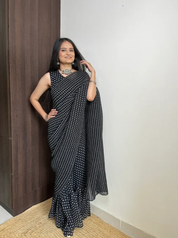 Black Color Soft Georgette Fabric Printed Gown Saree