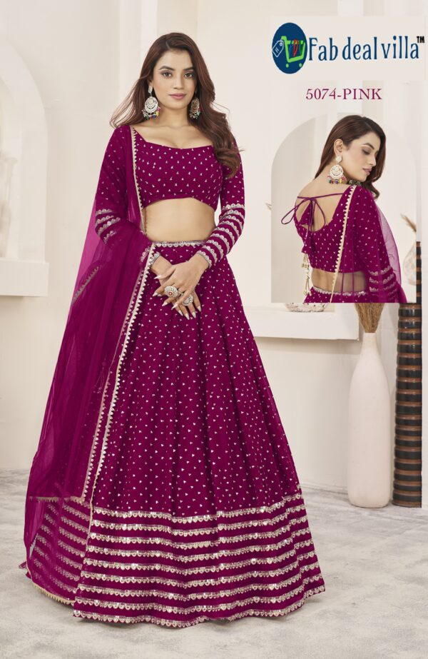 Pink Color Georgette Fabric Embroidery Work Lehenga