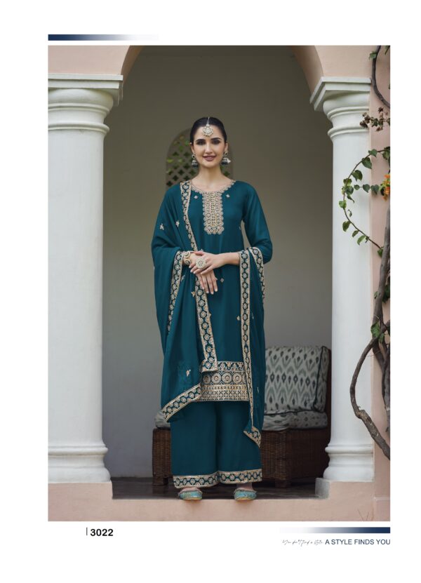 Blue Color Real Georgette Fabric Embroidery Sequence Work Suit
