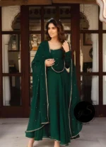 Green Color Soft Georgette Fabric Sequence Work Anarkali Suit