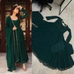 Green Color Soft Georgette Fabric Sequence Work Anarkali Suit