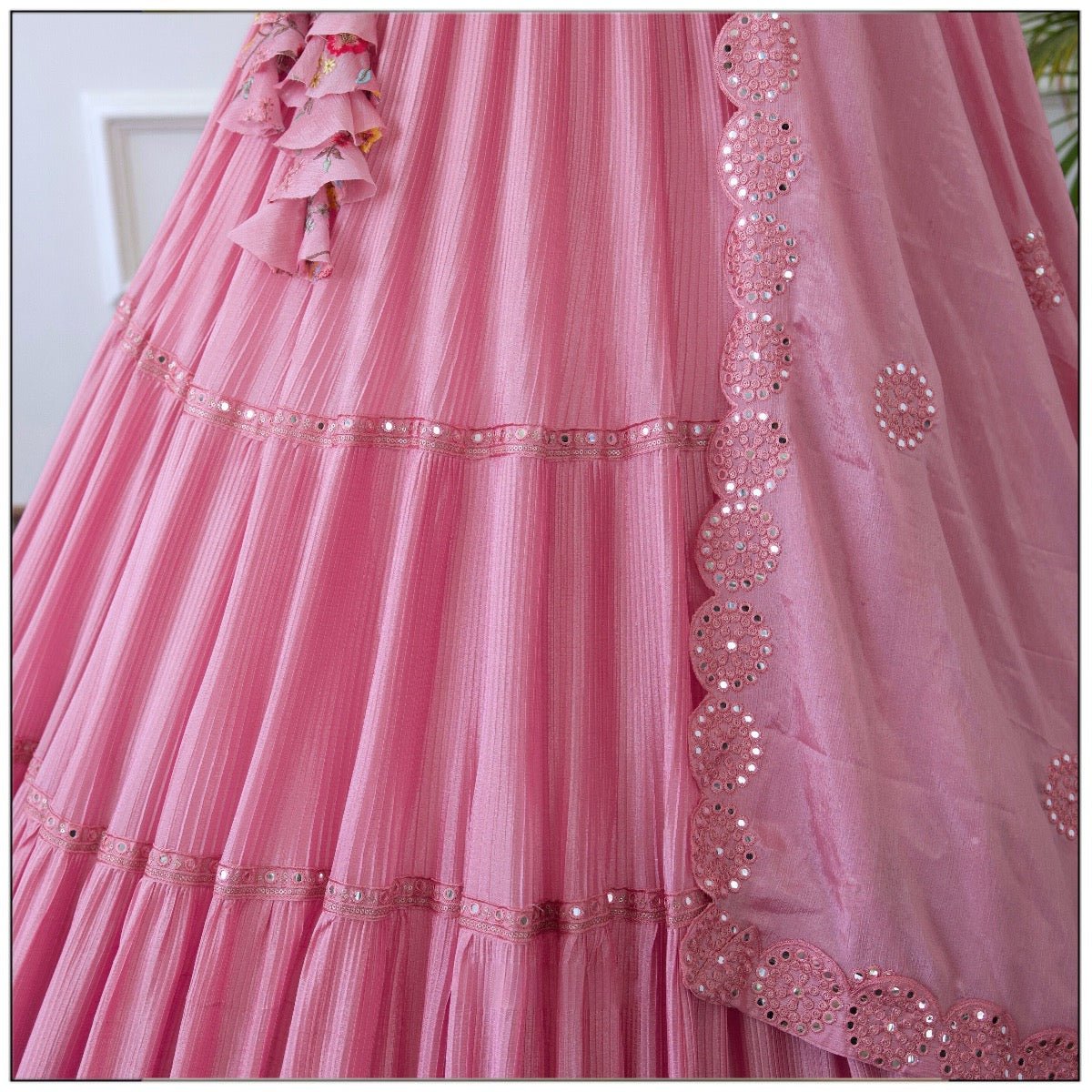 Light Pink Color Vichitra Silk Fabric Embroidery Work Lehenga Choli