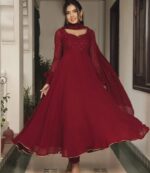 Maroon Color Soft Georgette Fabric Sequence Work Anarkali Suit