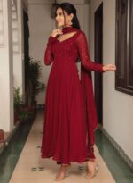 Maroon Color Soft Georgette Fabric Sequence Work Anarkali Suit
