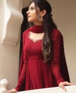 Maroon Color Soft Georgette Fabric Sequence Work Anarkali Suit