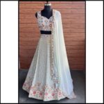 Light Pista Color Faux Georgette Fabric Sequence Embroidery Work Lehenga Choli