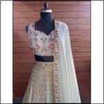 Light Pista Color Faux Georgette Fabric Sequence Embroidery Work Lehenga Choli
