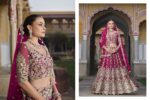 Pink Color Heavy Butterfly Net Fabric Beautiful Embroidery Work Bridal Lehenga