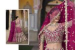 Pink Color Heavy Butterfly Net Fabric Beautiful Embroidery Work Bridal Lehenga