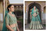Rama Green Color Heavy Butterfly Net Fabric Beautiful Embroidery Work Bridal Lehenga