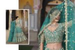Rama Green Color Heavy Butterfly Net Fabric Beautiful Embroidery Work Bridal Lehenga