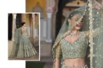 Sky Color Heavy Butterfly Net Fabric Beautiful Embroidery Work Bridal Lehenga