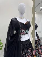 Black Color Faux Georgette Fabric Thread With Sequence Work Lehenga-FDVKDQRC315BLACK (10) Black Color Faux Georgette Fabric Thread With Sequence Work Lehenga