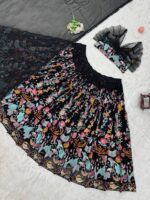 Black Color Faux Georgette Fabric Thread With Sequence Work Lehenga-FDVKDQRC315BLACK (12) Black Color Faux Georgette Fabric Thread With Sequence Work Lehenga
