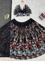 Black Color Faux Georgette Fabric Thread With Sequence Work Lehenga-FDVKDQRC315BLACK (13) Black Color Faux Georgette Fabric Thread With Sequence Work Lehenga