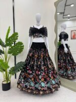 Black Color Faux Georgette Fabric Thread With Sequence Work Lehenga-FDVKDQRC315BLACK (6) Black Color Faux Georgette Fabric Thread With Sequence Work Lehenga