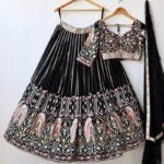 Black Color Star Faux Georgette Fabric Sequence Embroidery Work Lehenga Choli-FDVDZ2264BLACK (1) Black Color Star Faux Georgette Fabric Sequence Embroidery Work Lehenga Choli