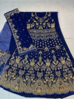 Blue Color Heavy Butterfly Net Beautiful Embroidery Work Bridal Gown