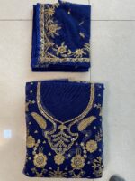 Blue Color Heavy Butterfly Net Beautiful Embroidery Work Bridal Gown
